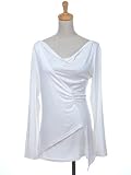 Anna-Kaci S/M Fit Cute White Wrap Around Cowl Neck Dress w Asymmetrical Hemline