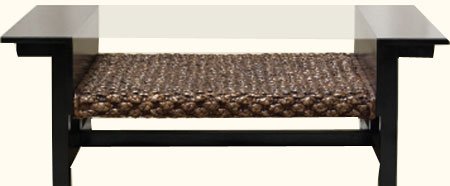 Asian Shinto coffee table with glass top