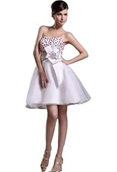 Beaded Thigh Length Organza/Satin Evening Dress/Mini Dress 