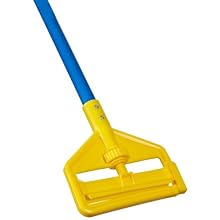 Rubbermaid Commercial FGH14600 Invader Side Gate Wet Mop Fiberglass Handle with Large Yellow Plastic Head, 60" Length, Blue