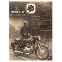 1802 EXTRA LARGE AJS THE MODEL 31 MOTORBIKE METAL ADVERTISING WALL SIGN RETRO ART
