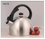 Creative Home Satin Symmetry 1.5 Qt Stainless Steel Heavy Gauge Whistling Tea Kettle - Brushed Finish