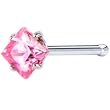 20 Gauge Pink Diamond Cubic Zirconia Nose Bone