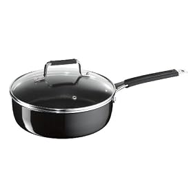 Tefal Jamie Oliver Hard Enamel Saute Pan with Lid, Non Stick, 24 cm