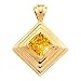 North Aurora Bezel Set Princess Cut 18K Yellow Gold Pendant with Orange-Yellow Diamond 1 carat Princ
