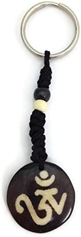 Tibetan Buddhist "Om" Symbol Bone Plate Disc Key Chain