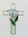 Stained Glass Cross with Lily - Purple (Grape) Glass