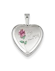 Genuine IceCarats Designer Jewelry Gift Sterling Silver 16Mm Enameled & D/C Love Heart Locket
