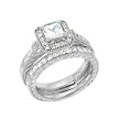 Sterling Silver Engagement 2 Set Ring with Cubic Zirconia - Size: 5-9