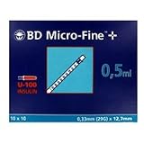 BD Micro-Fine 0.5ml Insulin Syringes U-100 (Syringe Pack & Size: 0.5ml x 100)