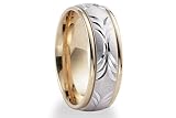 BENCHMARK Two Tone 14K Gold 6mm Carved Ring (Sz 8.5+)