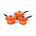 Le Creuset - Cast Iron Saucepans- Volcanic 3 Piece Saucepan Set. Volcanic