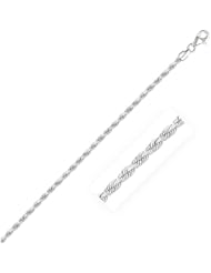 2.5mm 14K White Gold Solid Diamond Cut Rope Bracelet