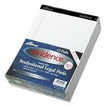 Ampad Perforated 8 1/2 x 11 3/4 Inch Legal Rule White 50 Sheet Evidence Pads, Red Margin 12 Pack (20-320)