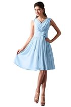 Hot Sale Sunvary Short Chiffon Cocktail Homecoming Dress Bridesmaid Dress - US Size 17W- Light-sky-blue