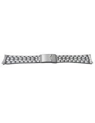 Pulsar Silver Tone Stainless Steel Solar Sport Fold-Over Clasp 20mm Watch Bracelet