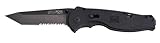 SOG Specialty Knives & Tools TFSAT-98 Flash II, 3-1/2-Inch Tanto Partially Serrated Knife, Black TiNi