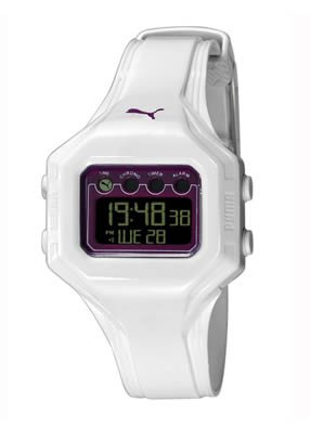 PUMA Women's PU910772004 Bounce-S White and Purple Dial Digital Watch