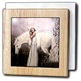 Girl with Unicorn - 6 Inch Tile Napkin Holder