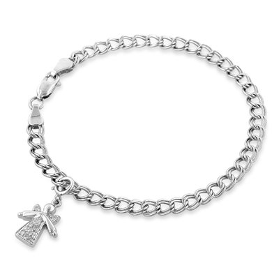 14K White Gold 0.50 Carat Diamond Charm Bracelet 7