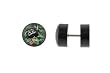 Genuine Ed Hardy Anodized Black Fake Plug - Black Rose Logo -16g Wire - 10mm - Sold as a Pair