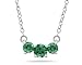 1.00 CTW Emerald Three Stone Pendant Necklace 14K White Gold