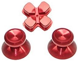 Metal Red thumbsticks / Analogue sticks + Metal Red Dpad For Sony PS4 Controllers