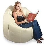 NOVICA Leather beanbag chair cover, 'Ivory' (single)
