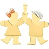 14K Tri Color Gold The Kids Girl & Boy Charm