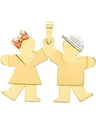 14K Tri Color Gold The Kids Girl & Boy Charm XK407