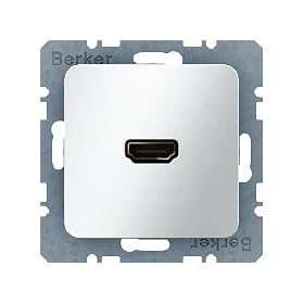 Berker 33154309 High Definition Steckdose mit 90�-Steckanschluss Modul 2 polarwei�, gl�nzend