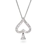Eve's Addiction Lucky Spade Sterling Silver CZ Casino Pendant