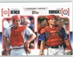2010 Topps Legendary Lineage #LL10 Johnny Bench / Ivan Rodriguez - Cincinnati Reds / Texas Rangers (Baseball Cards)