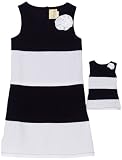 Dollie & Me Girls 7-16 Ottoman Dress, Navy/White, 7