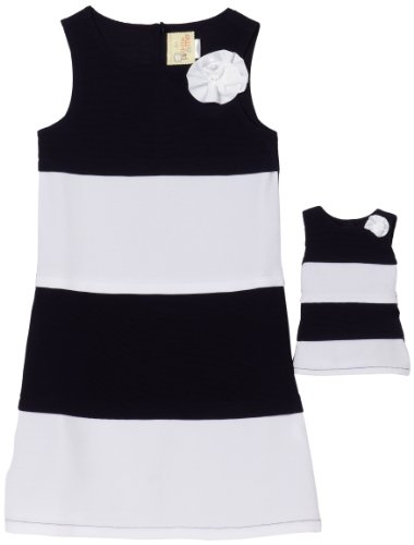 Dollie & Me Girls 7-16 Ottoman Dress, Navy/White, 7