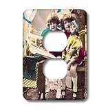 Scenes from the Past Vintage Postcards - Vintage Little Girls German Hand Colored Postcard - Light Switch Covers - 2 plug outlet cover