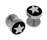 136L Stainless Steel Star Fake Plug with Rubber Logo Face Width: 10mm Gauge: 16 - Sold as Pair