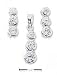 Sterling Silver Triple Graduated Drop Earrings Pendant Set With CZs
