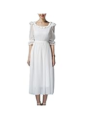 Square Neck Cotton/Polyester Elbow Length Sleeves Lace Maxi Dress 