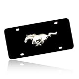 Auto Gold MUSCB Chrome On Black License Logo Plate, Mustang