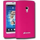 New High Quality Amzer Silicone Skin Jelly Case Hot Pink For Sony Ericsson Xperia X10 Flexible Premium Silicone