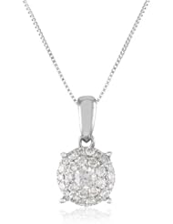14k White Gold Cluster Diamond Pendant Necklace (1/4 cttw, I-J Color, I1-I2 Clarity), 18"