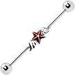 Surgical Steel Red Wing Star Industrial Barbell Earring