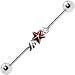 Surgical Steel Red Wing Star Industrial Barbell Earring