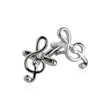 Treble Clef Musical Note Silver Cufflinks with Presentation Box