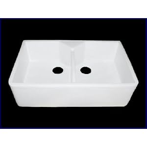 Kitchen Farmhouse Apron Front Sink - White Double Bowl by 