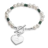 Personalized Freshwater Pearl And Emerald Bracelet and Jewelry Box Gift