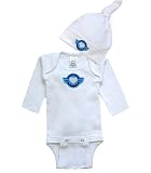 Blue Heart with Wings Applique Long Sleeve Bodysuit and Knotted Cap Set ~ newborn