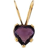 14K Yellow Gold Amethyst Stone Children's Heart Pendant