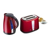 PRESTIGE 1.7 LITRE DAKOTA RED KETTLE (51047) & 2 SLICE RED TOASTER (51050) COMBINATION SETby PRESTIGE